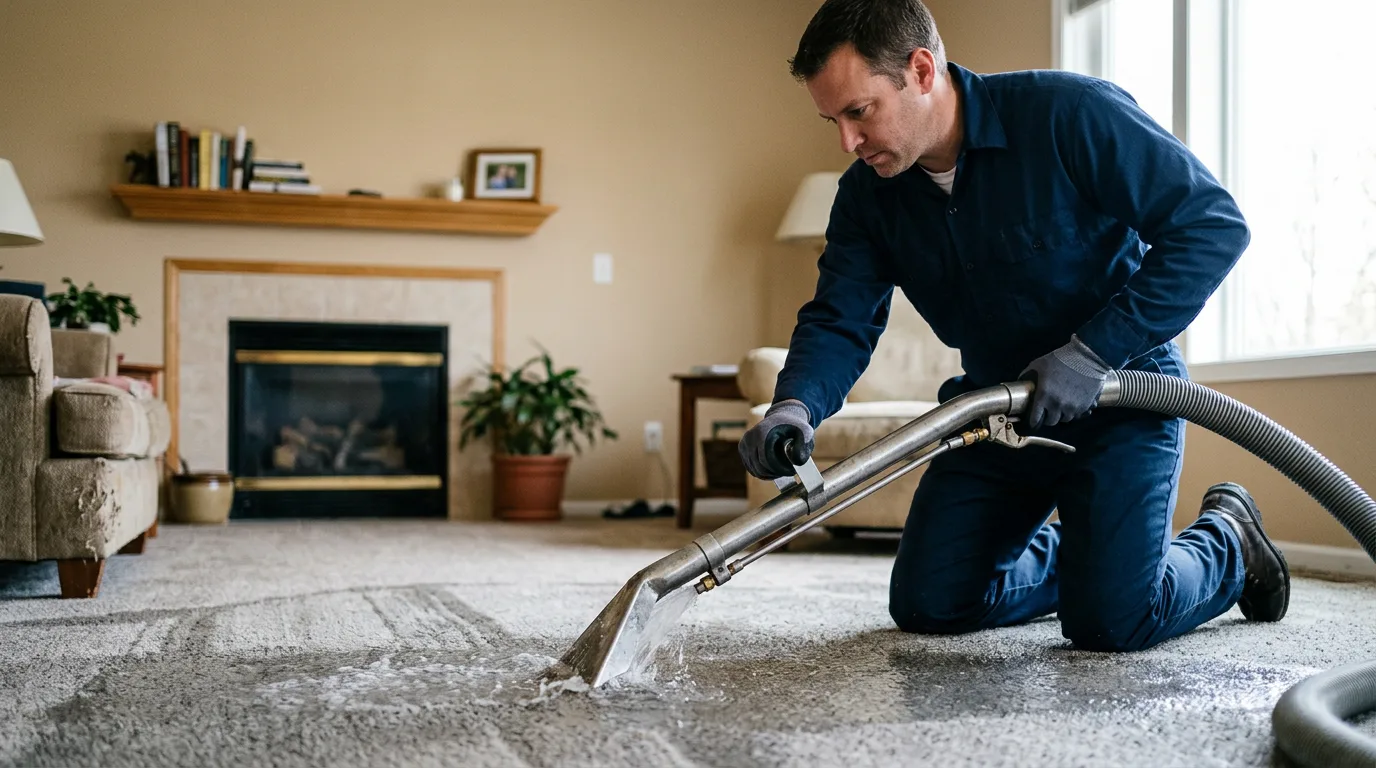Water damage restoration technician working near Winona, WV